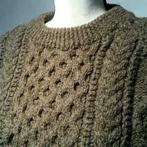 Hand knit wool Fisherman sweater L-XL